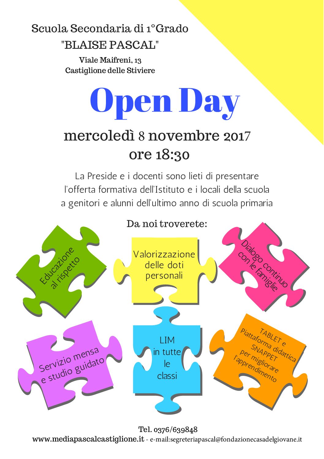 Open Day Scuola Secondaria di primo Grado Blaise Pascal 2017